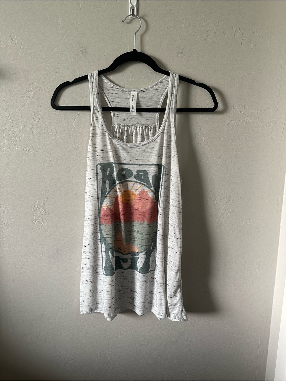 Bella Canvas White Marled Tank with Retro Sunset Graphic